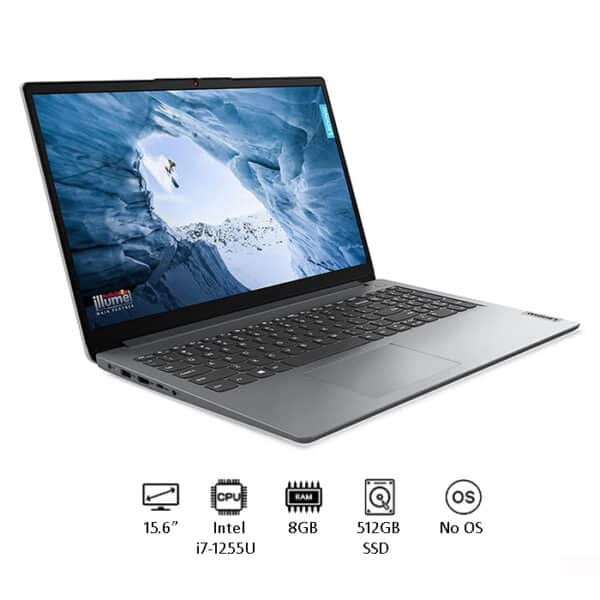 Lenovo IdeaPad 1 15IAU7 – Intel Core i7-1255U – 8GB RAM – 512GB SSD – 15.6" FHD – DOS – Cloud Grey + Free Bag