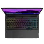 ⁦لابتوب لينوفو IdeaPad Gaming 3 15IHU6، معالج Intel Core i7-11370H، ذاكرة RAM سعة 8 جيجابايت، قرص SSD سعة 512 جيجابايت، شاشة 15.6 بوصة FHD، كرت شاشة NVIDIA GTX 1650 سعة 4 جيجابايت، لون أسود، بدون نظام تشغيل (DOS)⁩ - الصورة ⁦2⁩
