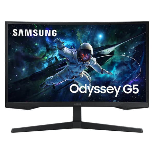 Samsung Odyssey G5 27" Curved Gaming Monitor – 2560x1440 QHD, 165Hz Refresh Rate, 1ms Response Time, QLED Panel, HDR10, AMD FreeSync Premium, 1000R Curvature, HDMI + DisplayPort, Black