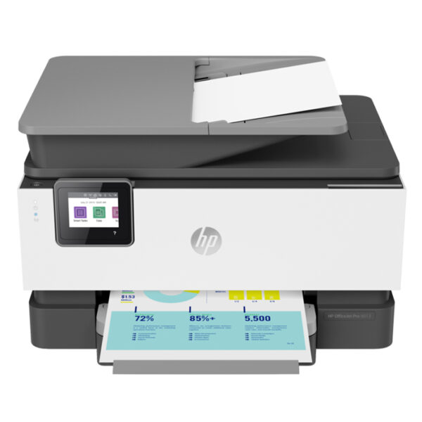 طابعة HP OfficeJet 9013 متعددة الوظائف – طباعة، نسخ، مسح ضوئي، فاكس، واي فاي، دعم تطبيق HP Smart، طباعة ألوان، اتصال USB، شاشة لمس – أبيض