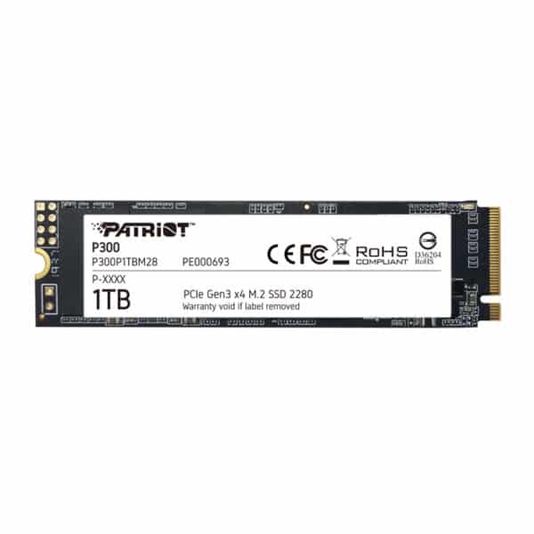 قرص الحالة الصلبة باتريوت P300 – سعة 1 تيرابايت، بتقنية M.2 2280 PCIe Gen3x4 NVMe، بسرعة قراءة تصل إلى 3000 ميجابايت في الثانية وكتابة تصل إلى 2000 مي