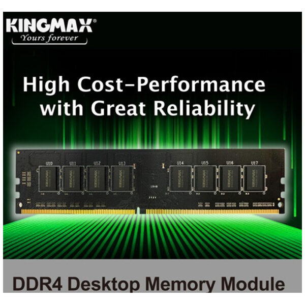 ذاكرة كينغ ماكس DDR4 سعة 8 جيجابايت – بسرعة 3200 ميجاهرتز، توقيت CL22، نوع Long DIMM مخصصة لأجهزة الكمبيوتر المكتبية