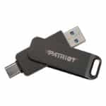 فلاشة باتريوت Rage R550 بسعة 32 جيجابايت، USB 3.2 Gen 1 (ثنائية الواجهة A + C، تصميم متأرجح، لون Dark Shadow)