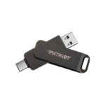 فلاشة باتريوت Rage R550 بسعة 128 جيجابايت، USB 3.2 Gen 1 (ثنائية الواجهة A + C، تصميم متأرجح، لون Dark Shadow)