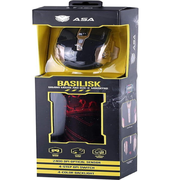 فأرة الألعاب مع لوحة فأرة ASA BASILISK – مجموعة احترافية