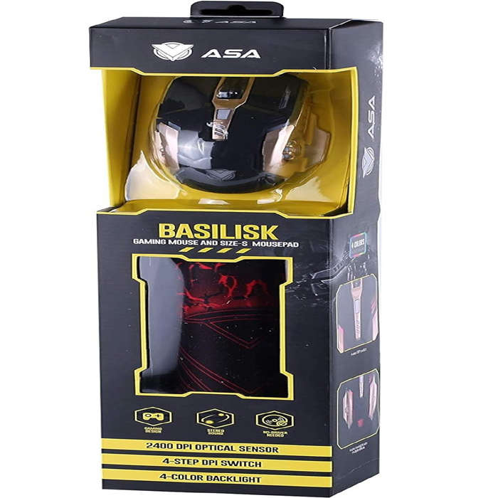 156276270009 فأرة الألعاب مع لوحة فأرة ASA BASILISK – مجموعة احترافية - الصورة 1