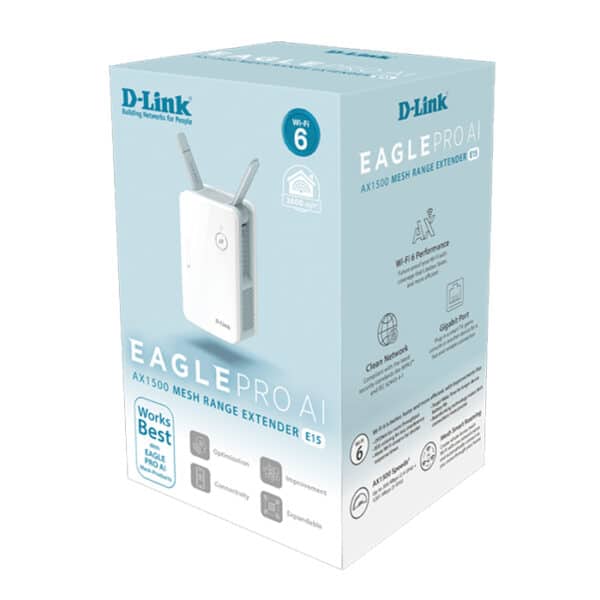 D-Link E15 Eagle Pro AI Mesh Wi-Fi 6 Range Extender AX1500