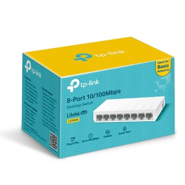 TP-Link LS1008 8-Port 10/100Mbps Ethernet Switch – Reliable and Energy-Efficient Networking