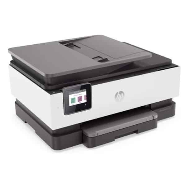 طابعة HP OfficeJet Pro 8023 متعددة الوظائف – طباعة، نسخ، مسح ضوئي، فاكس، واي فاي، دعم تطبيق HP Smart، طباعة ملونة، اتصال USB، شاشة لمس – أبيض