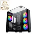 XIGMATEK AQUA V ATX Mid Tower Case with 7 Pre-installed ARGB Fans – Black