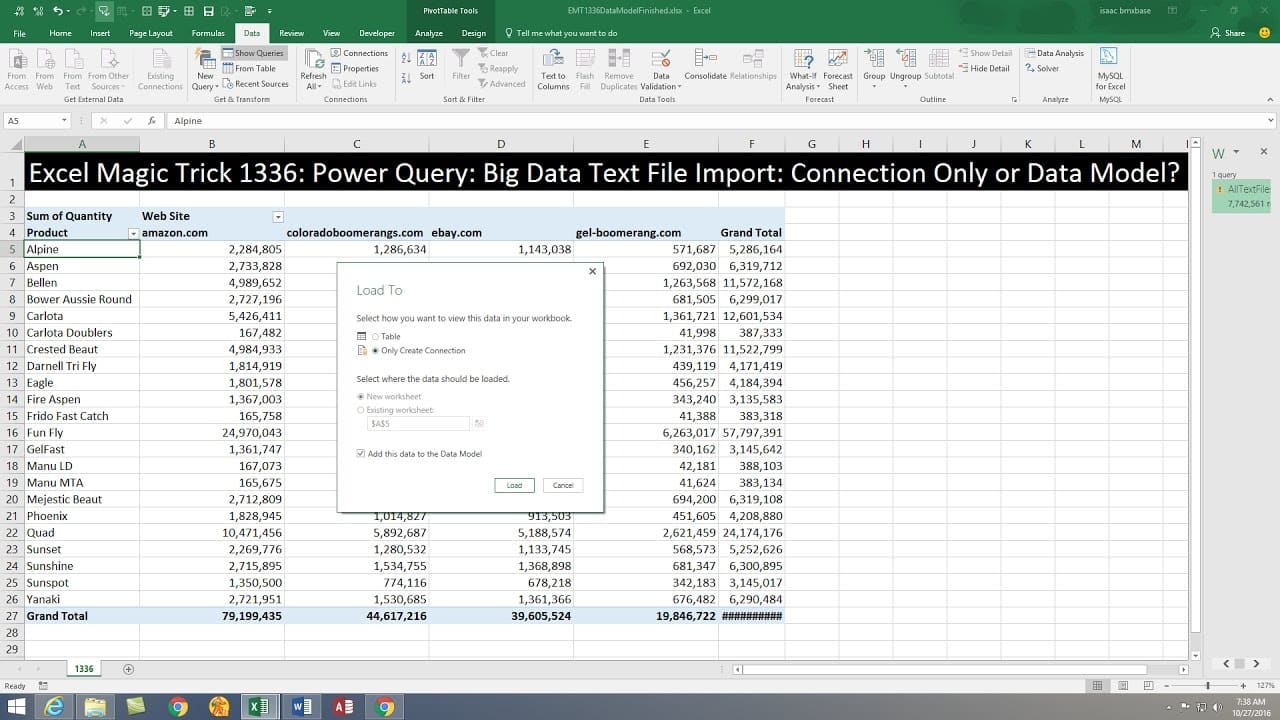 تأثير المعالج على سرعة فتح الملفات الكبيرة في Excel وPower BI