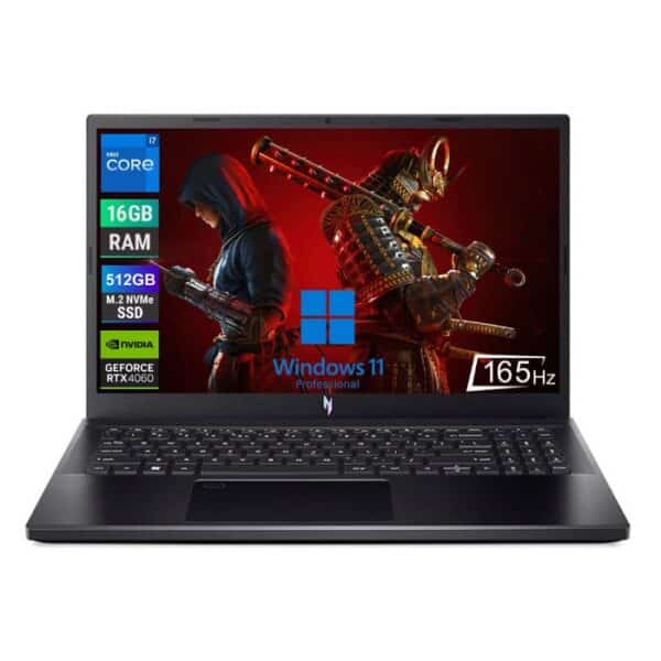 أيسر نيترو ANV15 (NH.QQEEM.009) – معالج Intel Core i7-13620H، ذاكرة 16 جيجابايت DDR5، تخزين 512 جيجابايت SSD، شاشة 15.6 بوصة FHD بتردد 165Hz، بطاقة رسومات NVIDIA GeForce RTX 4060 بسعة 8 جيجابايت، نظام Windows 11، اللون الأسود