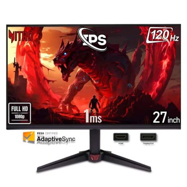 Acer VG270GBMIPX-69 Monitor – 27 Inch IPS, Full HD, 1ms Response Time, 120Hz Refresh Rate, HDMI & DisplayPort