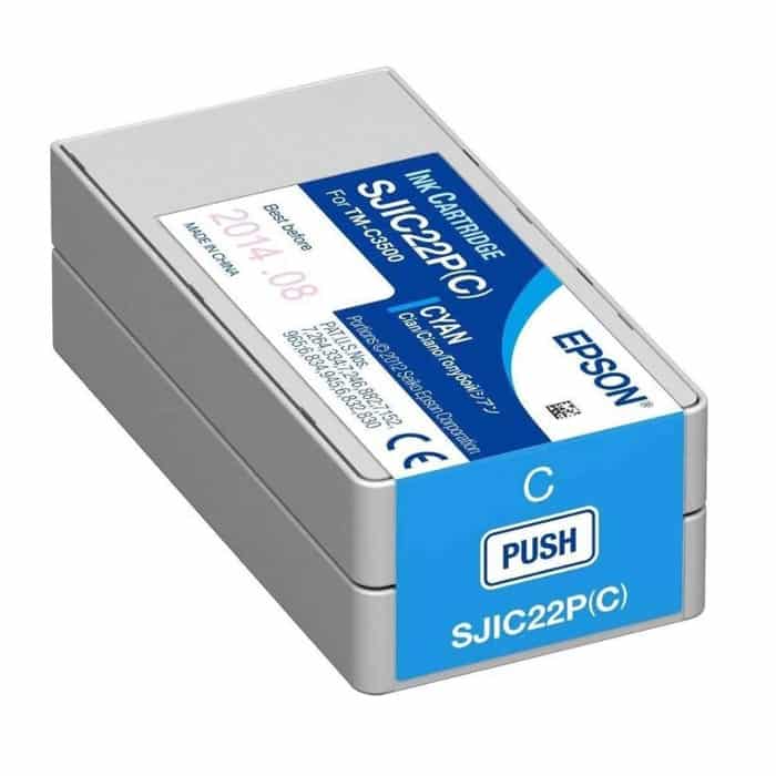 094404020019 Epson SJIC22P Ink Cartridge for ColorWorks C3500 (Cyan), C33S020602 – Supply within 7 days - Image 1