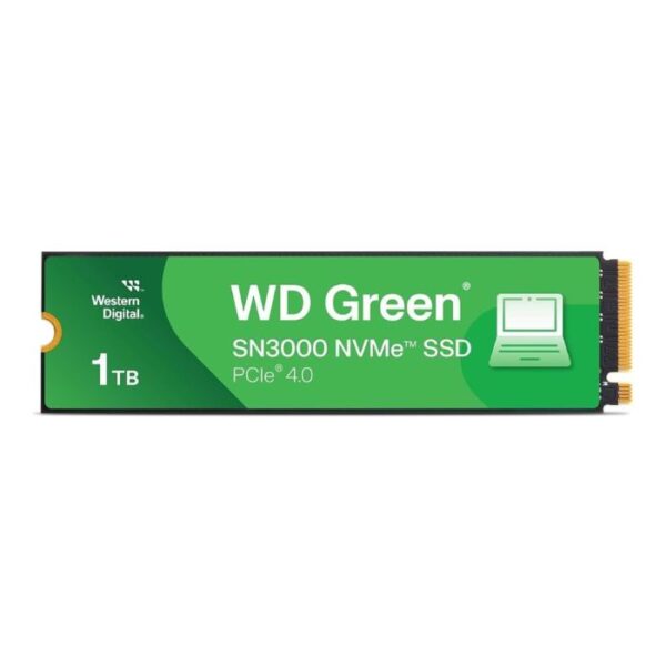 قرص التخزين ويسترن ديجيتال WD Green SN3000 بسعة 1 تيرابايت – NVMe M.2 2280 PCIe Gen4 بسرعة قراءة تصل إلى 5000MB/s