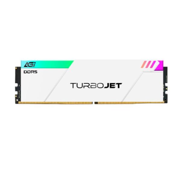 ذاكرة الألعاب إيه جي آي تيربوجِت AGI TURBOJET UD858 DDR5 بسعة 32 جيجابايت (2×16GB) – تردد 6000MHz، توقيت CL30، فولت 1.35V، إضاءة RGB، مشتت حراري بلون 