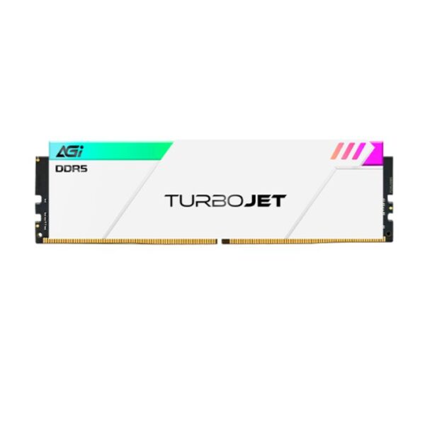 ذاكرة الألعاب إيه جي آي تيربوجِت AGI TURBOJET UD858 DDR5 بسعة 32 جيجابايت (2×16GB) – تردد 6000MHz، توقيت CL30، فولت 1.35V، إضاءة RGB، مشتت حراري باللو