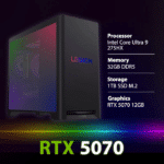 Lenovo Legion T5 30IAX10 Gaming PC Intel Core Ultra 9-275HX CPU, 32GB RAM, 1TB SSD M.2, NVIDIA GeForce RTX 5070 12GB GPU, Wi-Fi, Free DOS - Eclipse Black