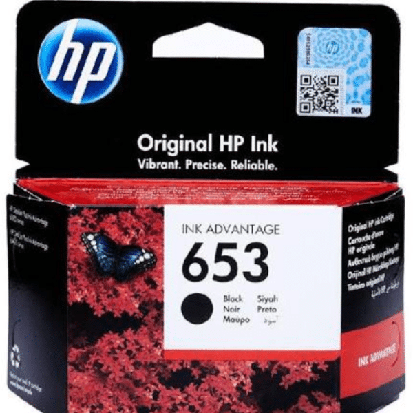 خرطوشة حبر HP 653 الأصلية باللون الأسود (3YM75AE) – حبر أسود أصلي لطابعات HP DeskJet Ink Advantage