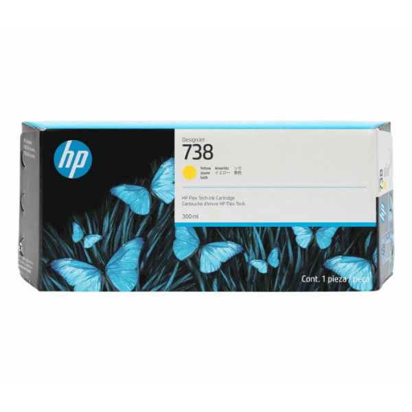 خرطوشة حبر HP 738 أصلية باللون الأصفر (Yellow) سعة 130 مل (498N7A) متوافقة مع طابعات وبلوترات HP DesignJet T850 .T850 MFP .T950 .T950 MFP