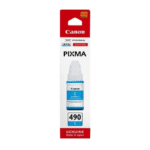 عبوة حبر كانون GI-490 سماوي الأصلية – حبر سماوي أصلي عالي الجودة لطابعات كانون PIXMA G-Series