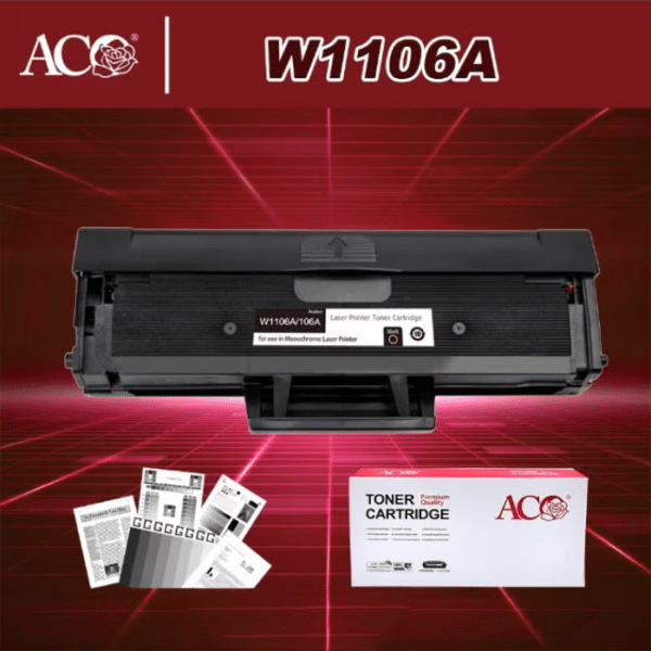 خرطوشة تونر ACO W1106A (106A) أسود متوافقة مع شريحة ذكية (Chip) لطابعات HP LaserJet 107a .MFP 135a .135w .137fnw