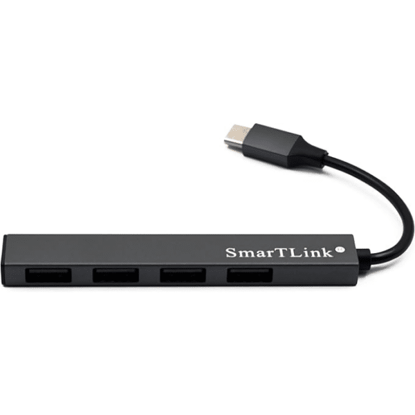 موزع SMARTLINK USB Type-C ‏4 في 1 – موزع USB 2.0 بأربعة منافذ، هيكل معدني، لنقل البيانات عالي السرعة