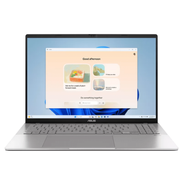 لابتوب أسوس فيفو بوك إس 16 – شاشة 16 بوصة بدقة دبليو يو إكس جي إيه (1920×1200)، معالج سنابدراجون إكس 2 إيليت، ذاكرة وصول عشوائي 16 جيجابايت من نوع دي دي آر 5، وحدة تخزين إس إس دي سعة 1 تيرابايت، رسومات كوالكوم أدرينو، نظام تشغيل ويندوز 11، اللون فضي بارد